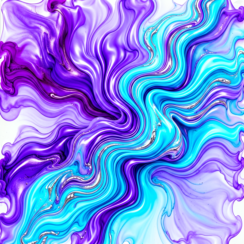 Abstract fluid gradient art, silky ink clouds in e